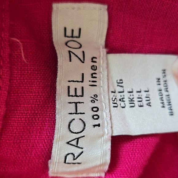 Rachel Zoe Linen Magenta Bitton Down Top - Picture 5 of 7
